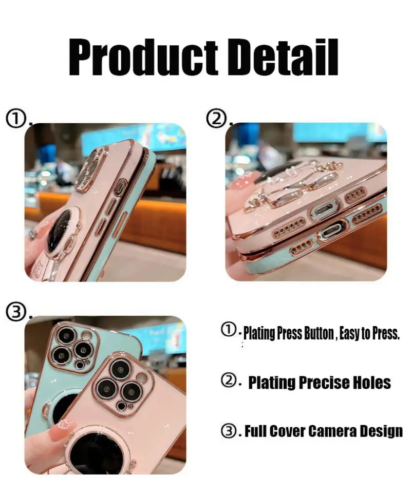 Funda con soporte y pulsera de astronauta mostrando el diseño