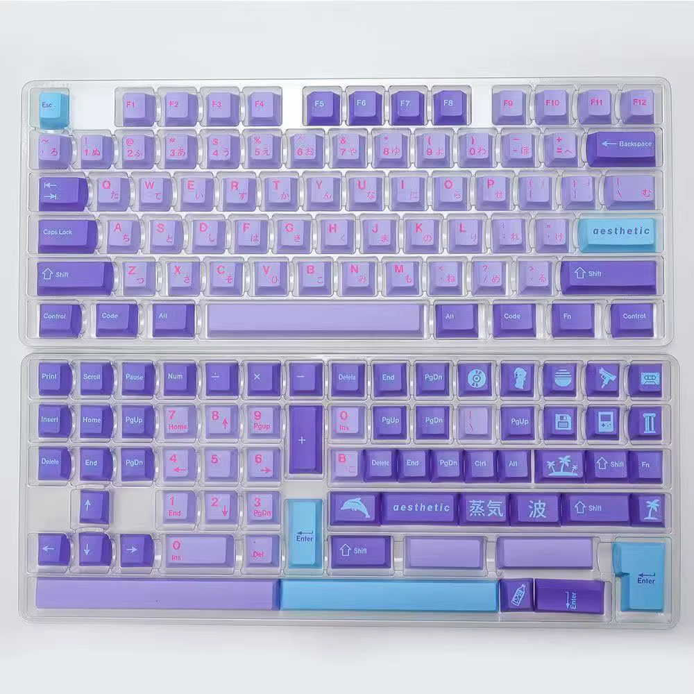 Keycaps Vaporwave con diseño retrofuturista