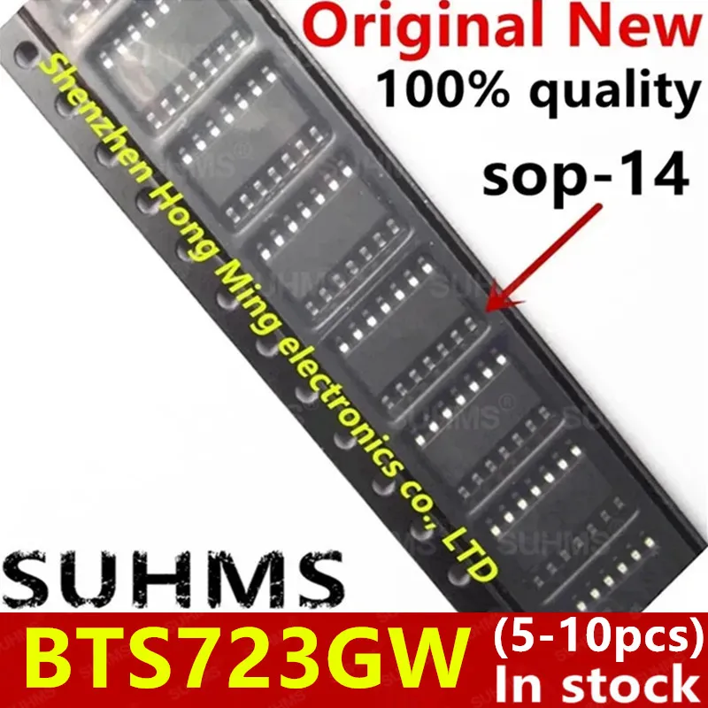 Vista frontal del chip BTS723GW SUHMS en encapsulado SOP-14