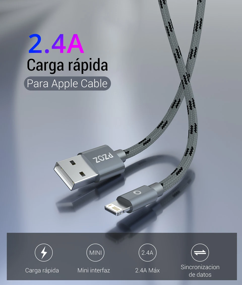 Cable Lightning 2M carga rápida para iPhone
