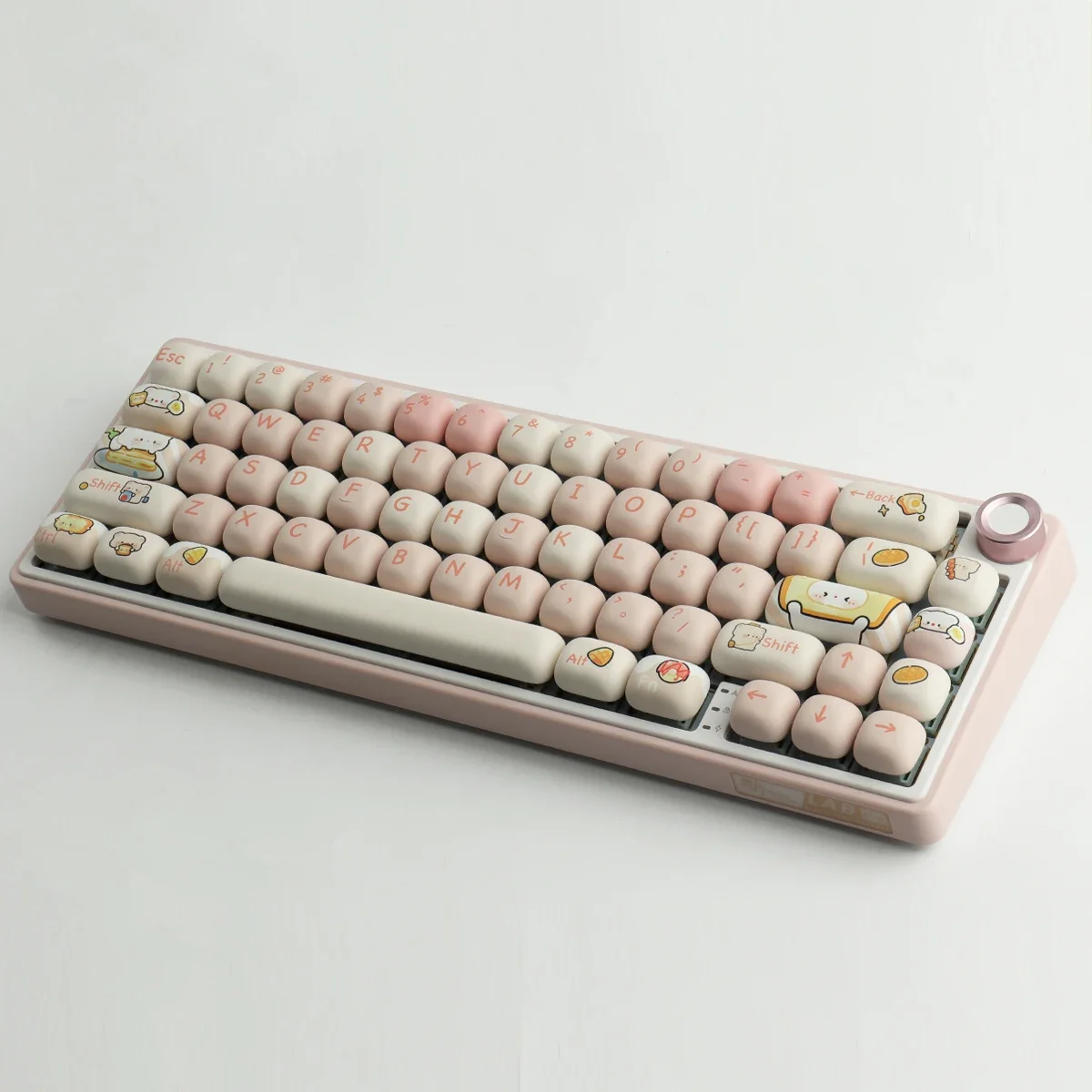 Bread Bear Teclas PBT para teclado mecánico MX, perfil redondeado rosa - imagen 3