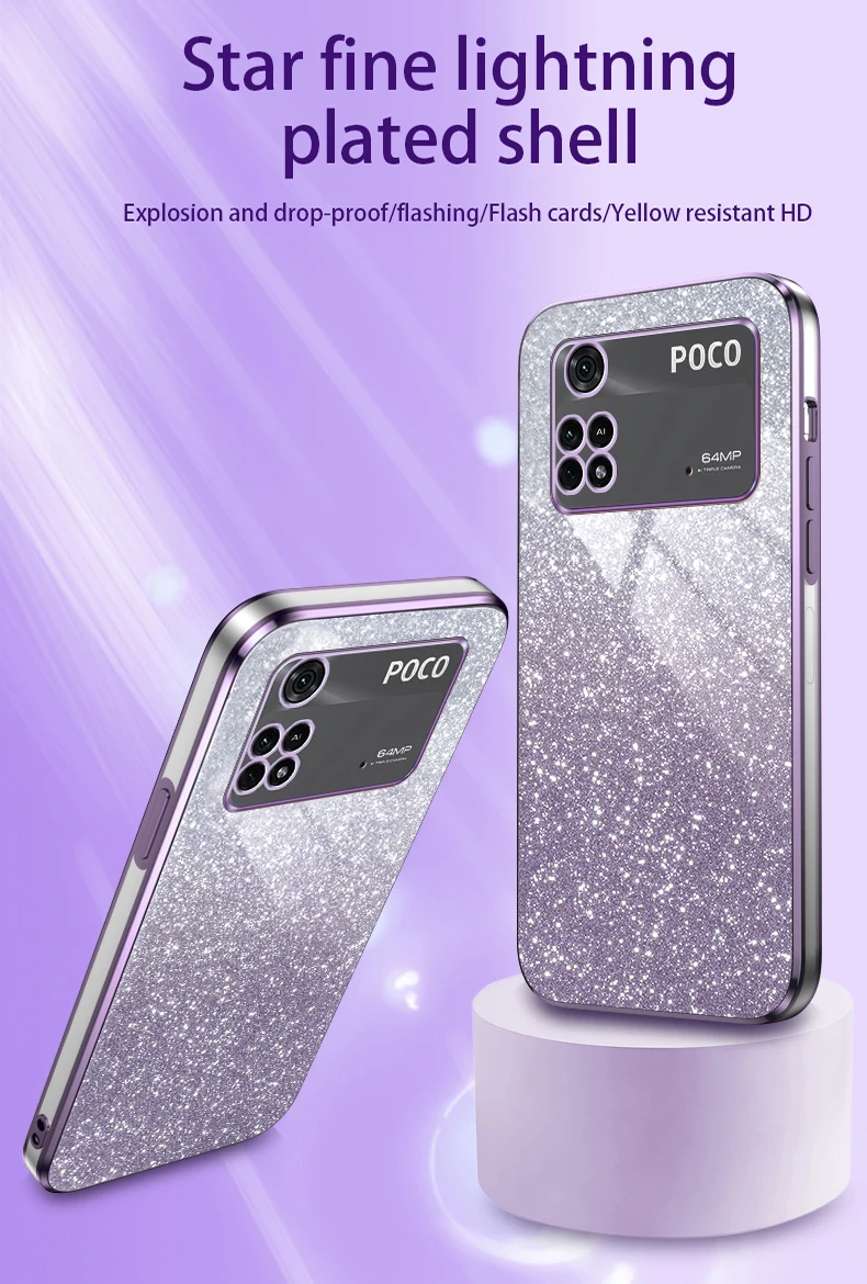 Funda silicona brillo plateado - POCO M4 Pro