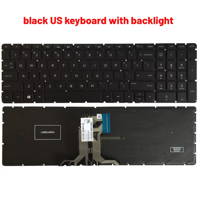 Teclado de portátil HP negro vista posterior