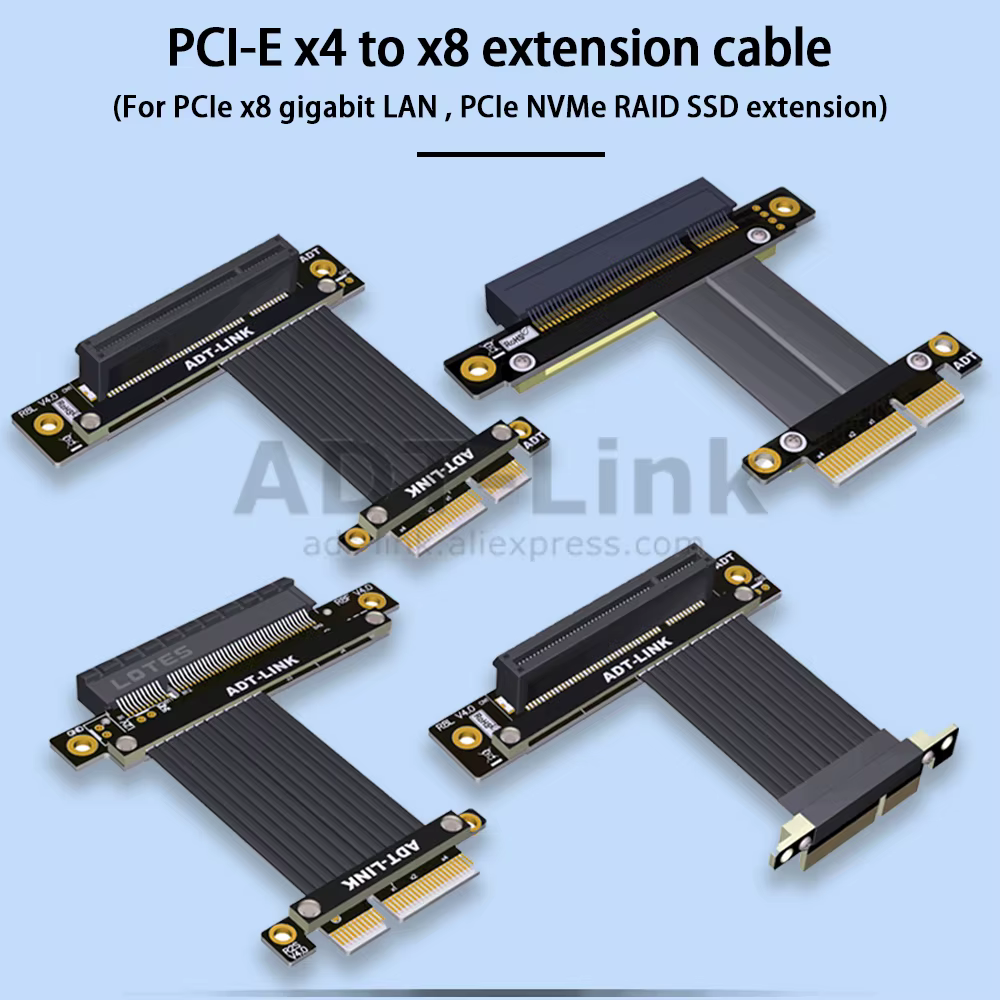 Cable extensor PCIe X4 a X8 vista lateral