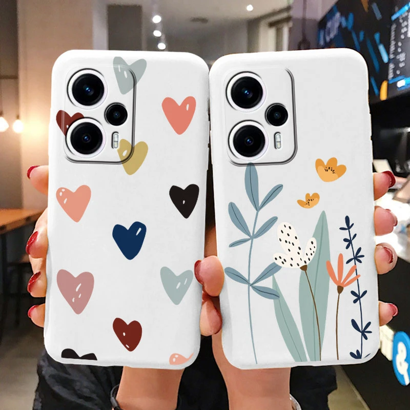Carcasa Silicona Poco F5 – Diseño Vintage Flores y Corazón - imagen 4