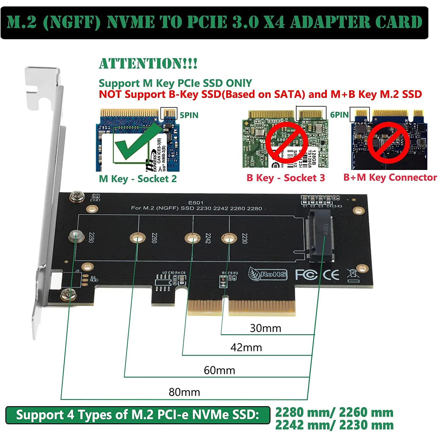 Especificaciones técnicas del adaptador enPCB negro