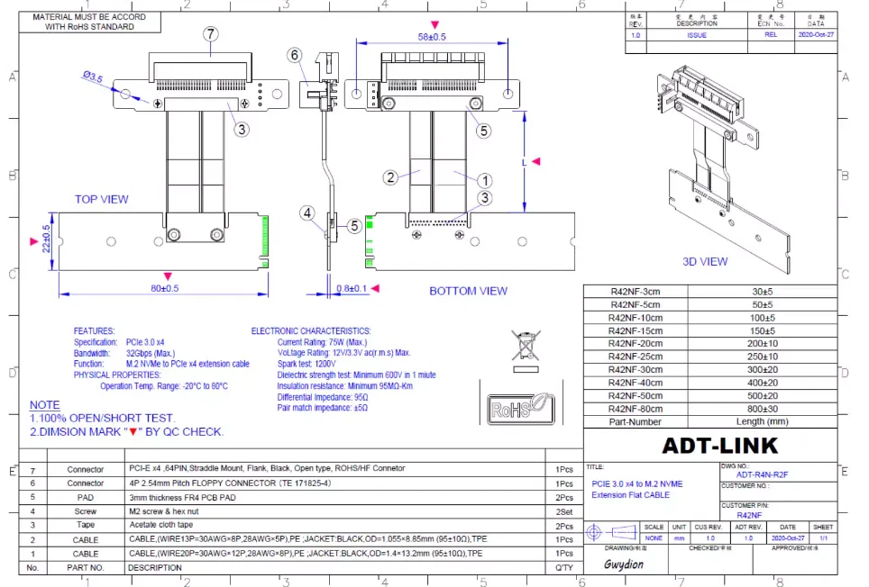 Cable extensión M.2 ADT-Link