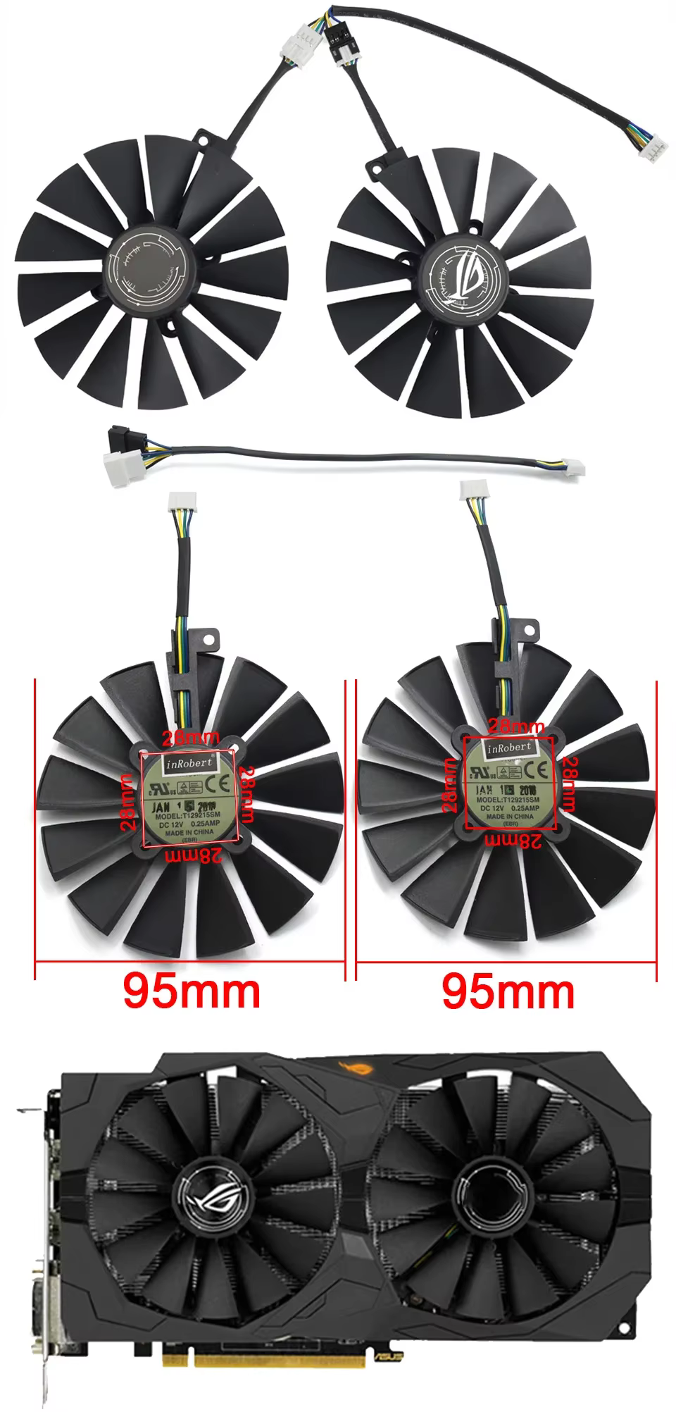 Ventilador de repuesto para tarjetas gráficas ASUS STRIX