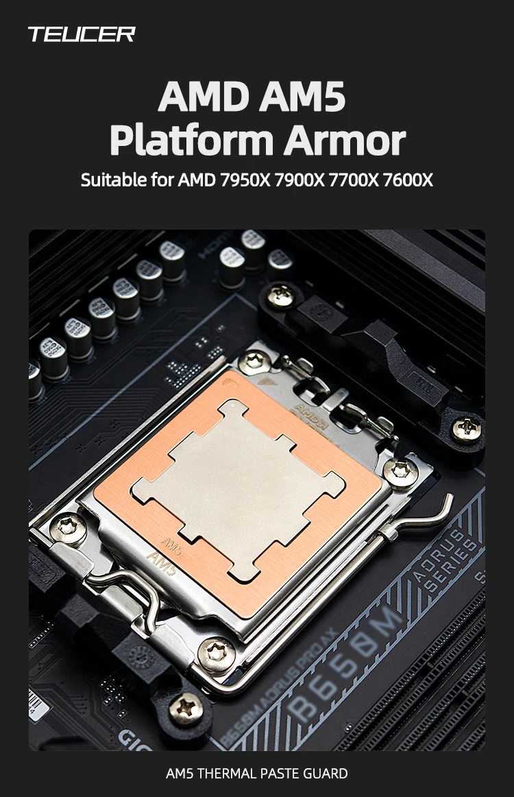 Cubierta protectora de cobre TEUCER para procesadores AMD AM5