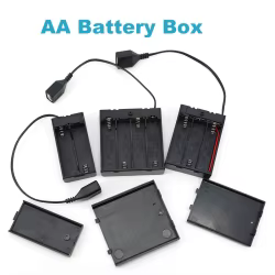 Caja Portapilas AA con USB e Interruptor para Luces LED