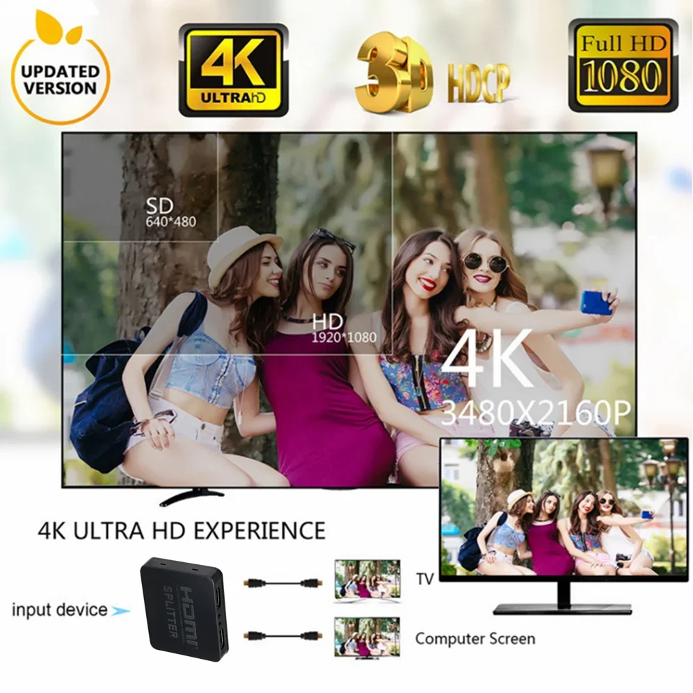 Divisor HDMI 4K 1x2 para Pantalla Dual en PC y Consola - imagen 2