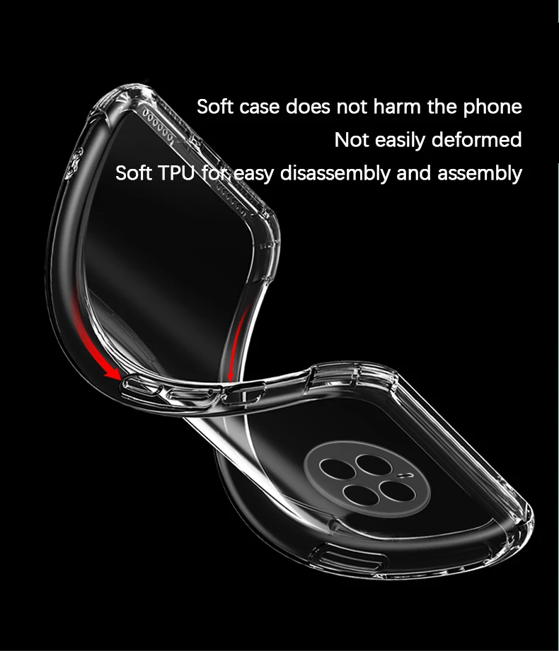 Funda transparente puesta en el Huawei Mate 50 Pro