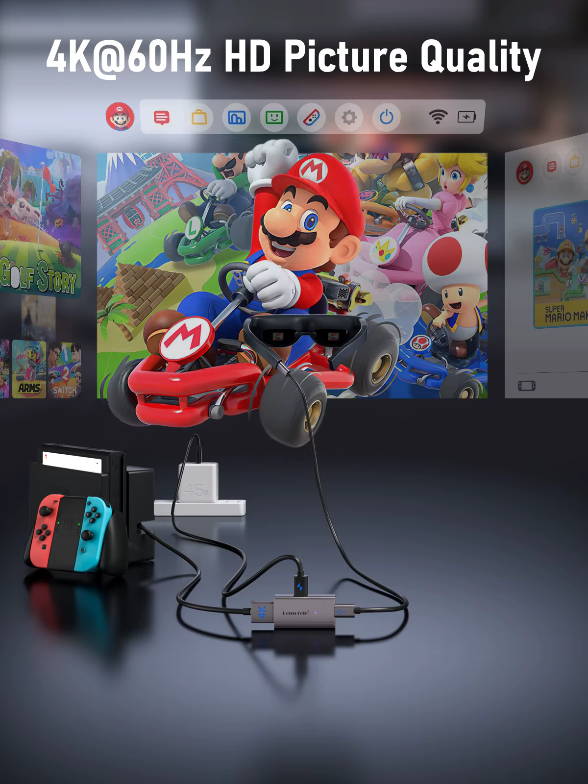 Adaptador Lemorele HDMI a USB‑C mostrando su conector