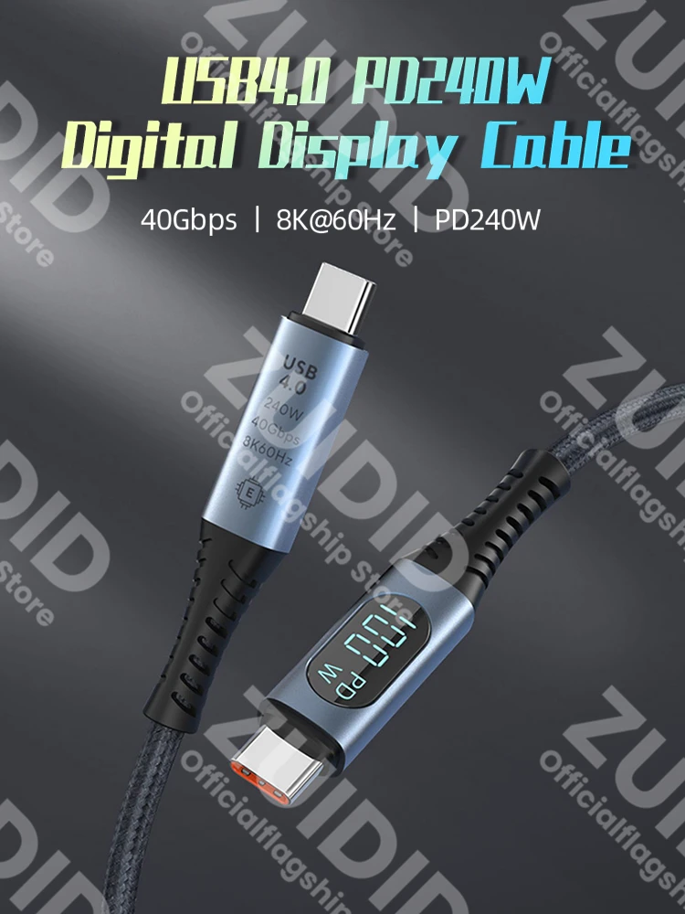 Cable USB4.0 tipo C a C con conector trenzado