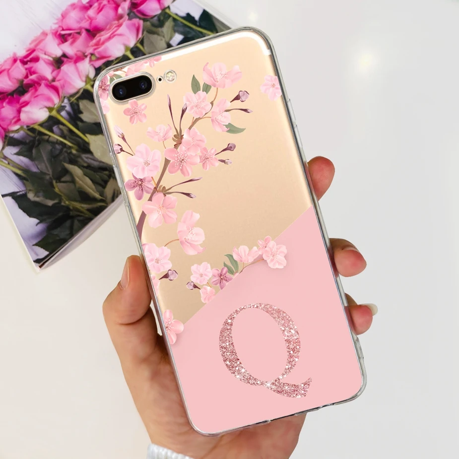 Funda transparente de silicona con letras para iPhone