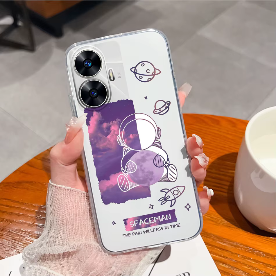 Funda transparente TPU en vista frontal del teléfono