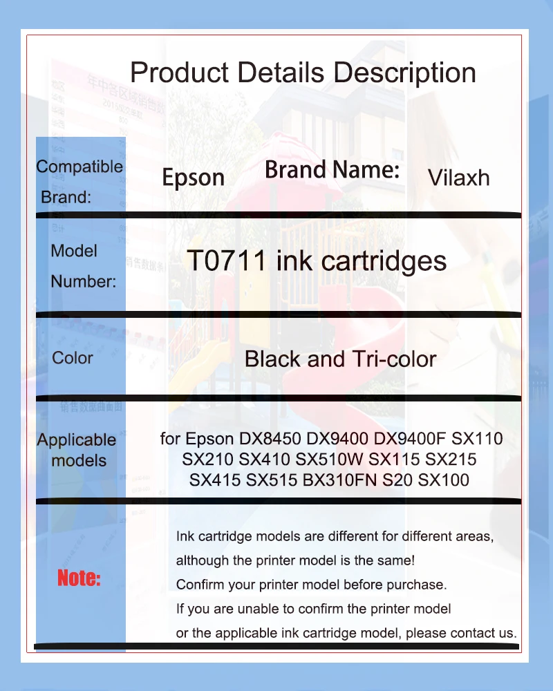 Cartucho tinta Epson T0711-14 Chip Autoreset Stylus D78 D92 DX5000 DX4000 - imagen 4