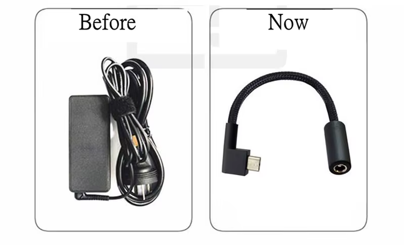 Vista lateral del cable completo conectado