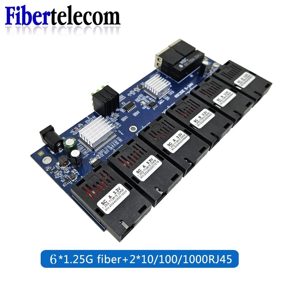 Vista del convertidor de medios de fibra óptica Ethernet