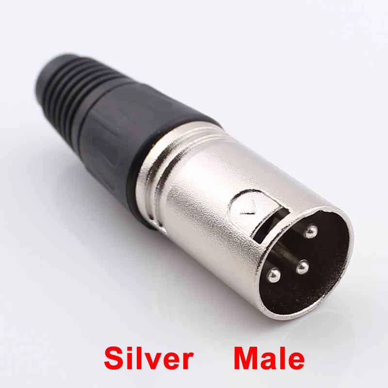 Conector Cannon XLR en color negro y plateado