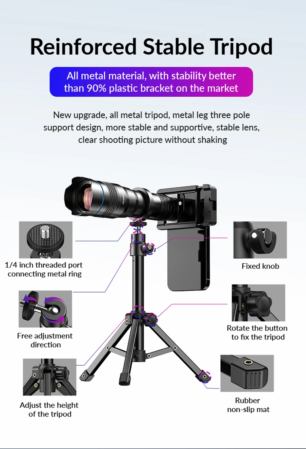 Trípode y clip universal