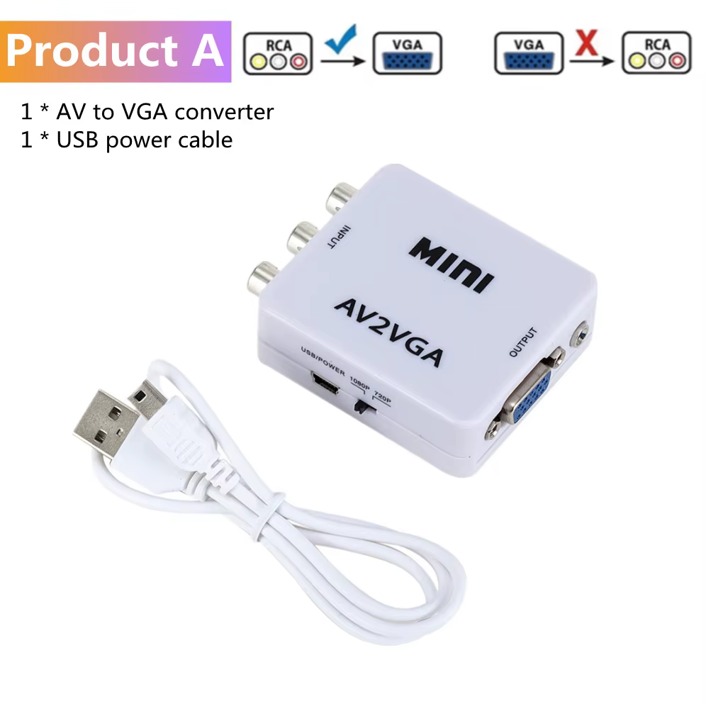 Entrada AV RCA y salida VGA