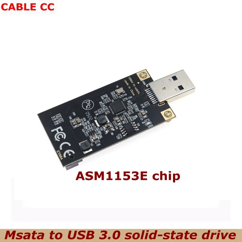 Vista frontal del adaptador ASM1153E con conexión USB 3.0