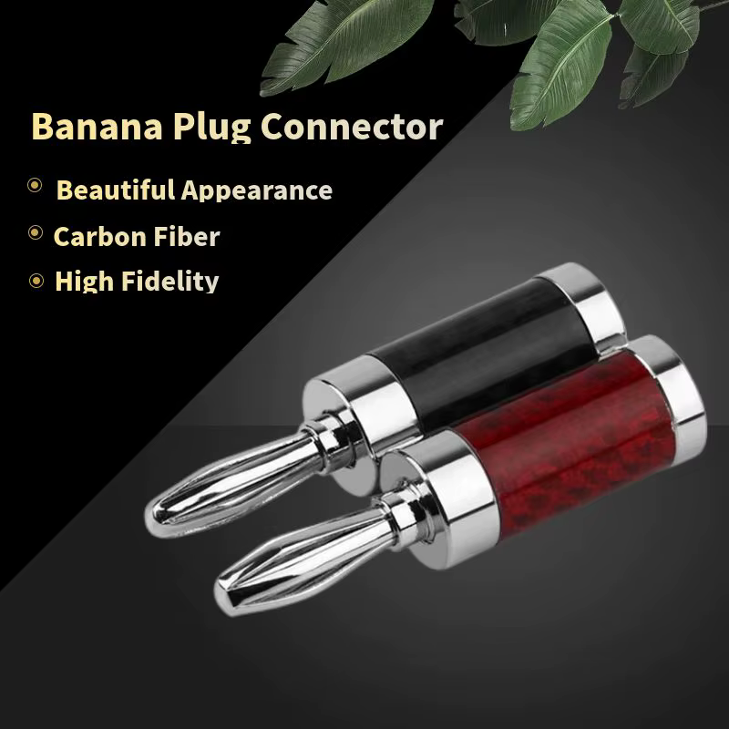 Conectores banana negro y rojo en mano