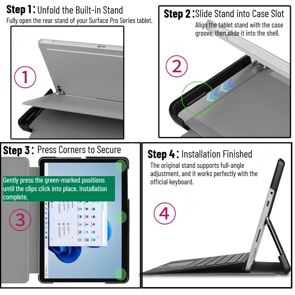 Microsoft Surface Pro 7 Funda PU Cuero con Soporte Antigolpes - imagen 4
