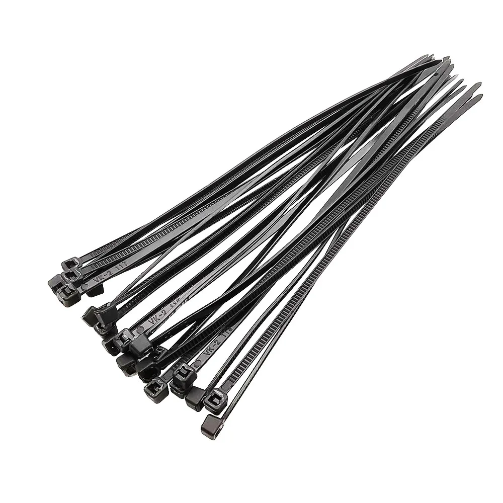 Bridas de Nailon con Cremallera Autoblocante y Anilla Negra