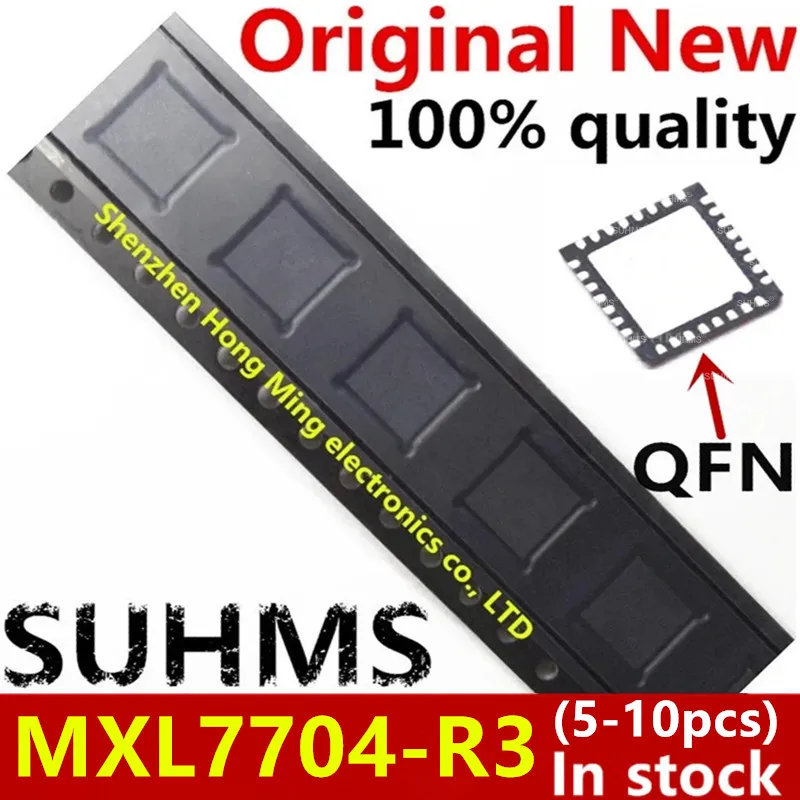 Vista frontal del chip MXL7704 en encapsulado QFN-32