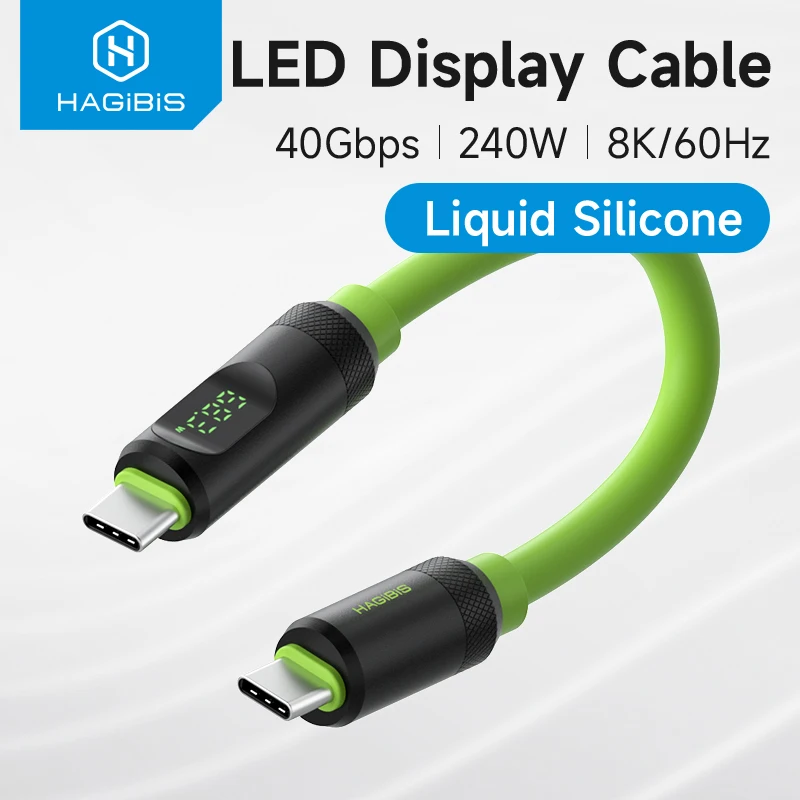 Hagibis Cable USB-C corto 240W PD 40Gbps con pantalla LED TB4/3 - imagen 3