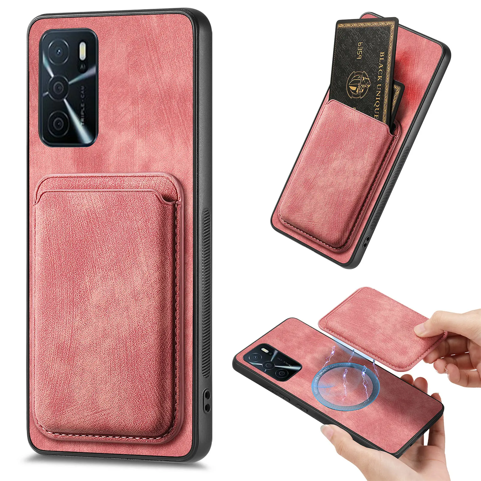 Funda Cuero OPPO A78 - Carga Inalámbrica 2 en 1 Vintage