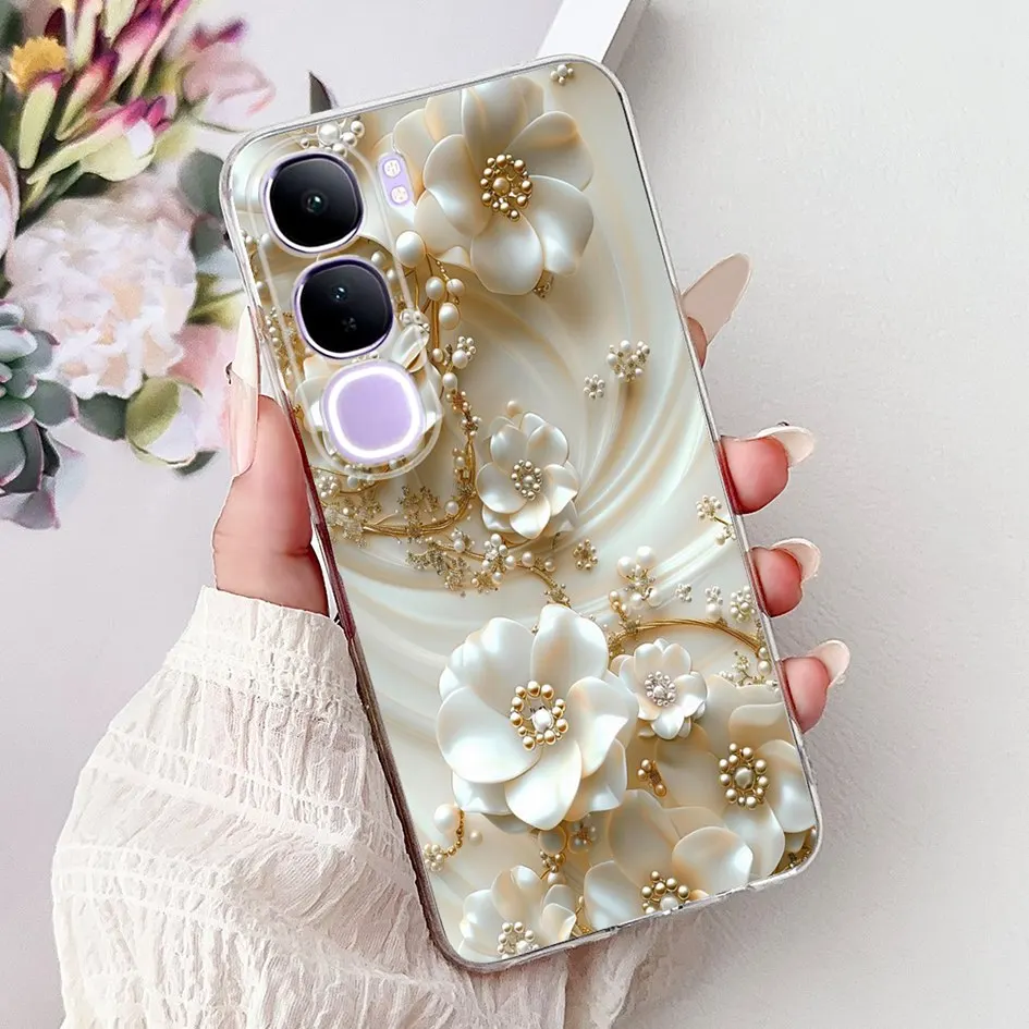 Funda Silicona TPU Vivo V40 Lite – Floral Transparente Antigolpes - imagen 2