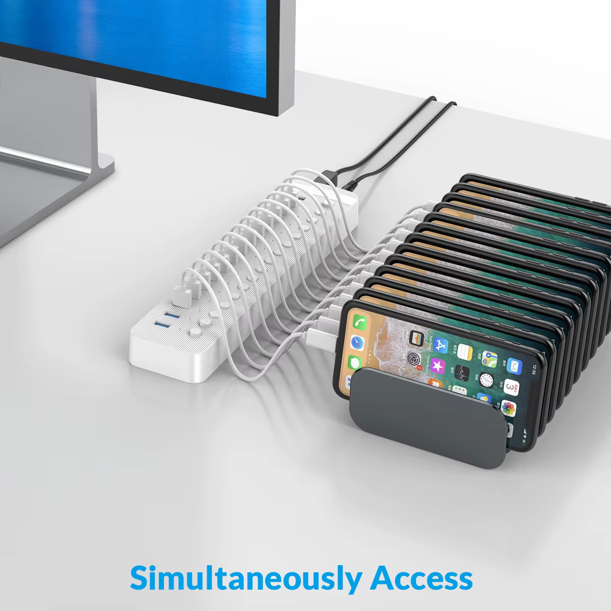 Detalles de los puertos USB con indicadores LED