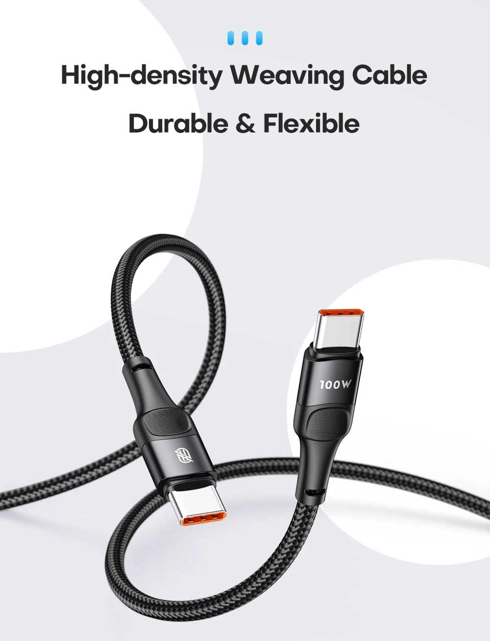 Detalle del conector USB‑C y trenzado