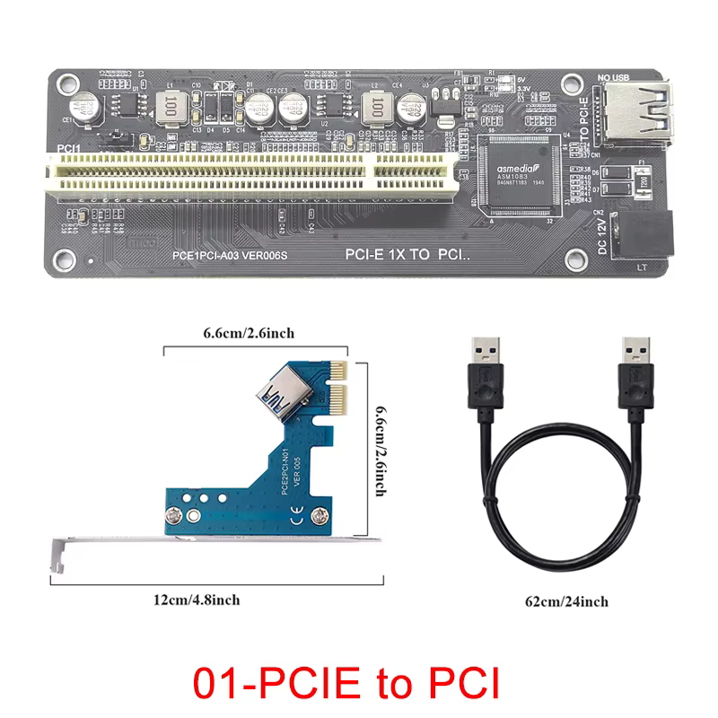 Tarjeta elevadora Dual PCI vista frontal