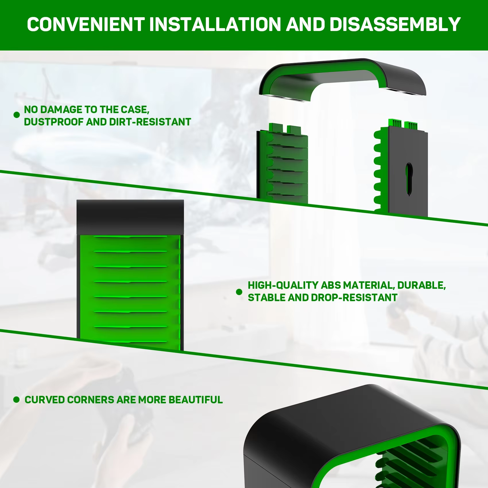 Soporte vertical con ranuras para juegos y accesorios