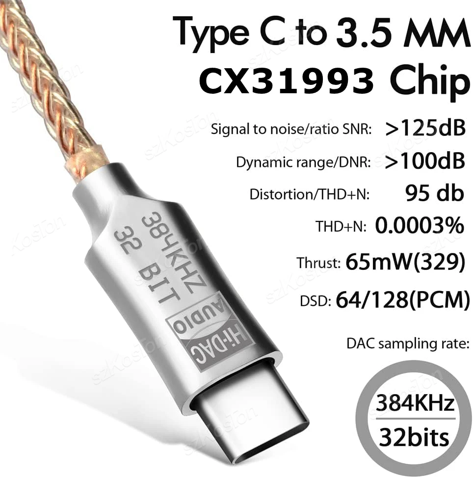 DAC USB-C a Jack 3.5mm Hi-Fi 32bit/384kHz para Auriculares - imagen 5