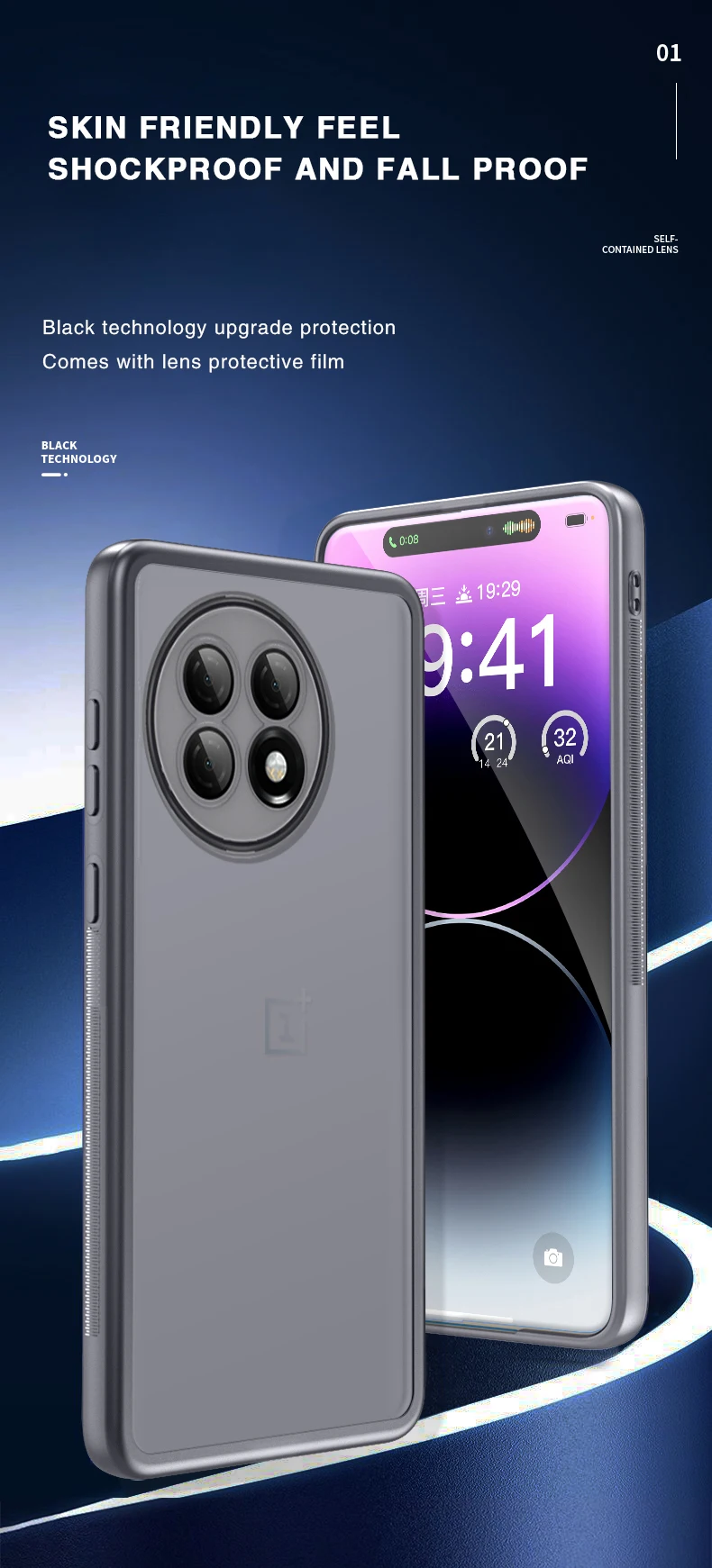 Funda de silicona translúcida instalada en OnePlus