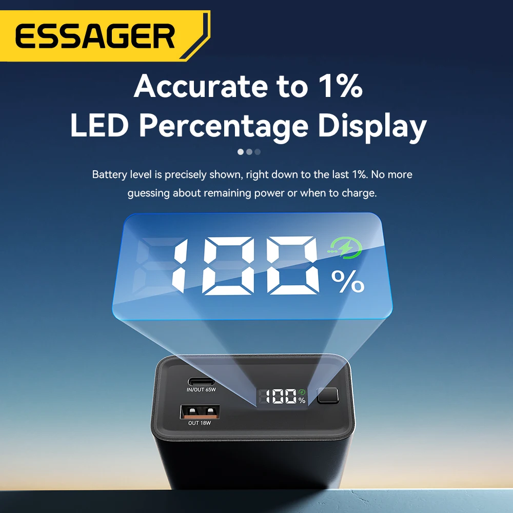 Essager Power Bank 65W – Carga Rápida USB-C Portátil - imagen 5