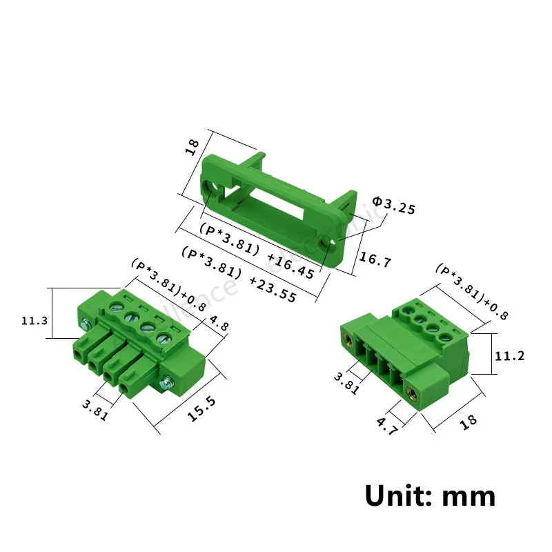 Bloque enchufable en verde