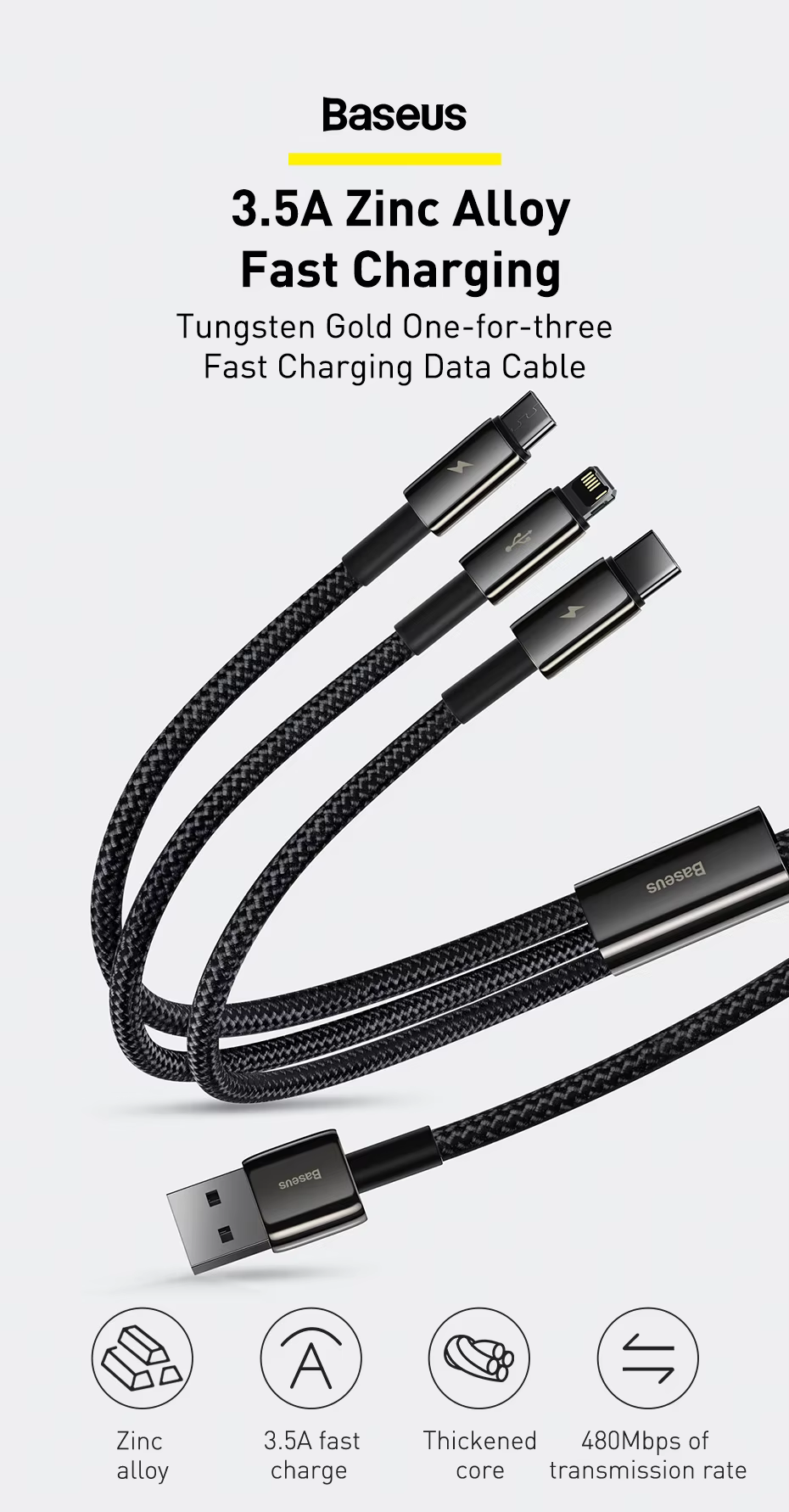Conectores 3 en 1 del cable Baseus