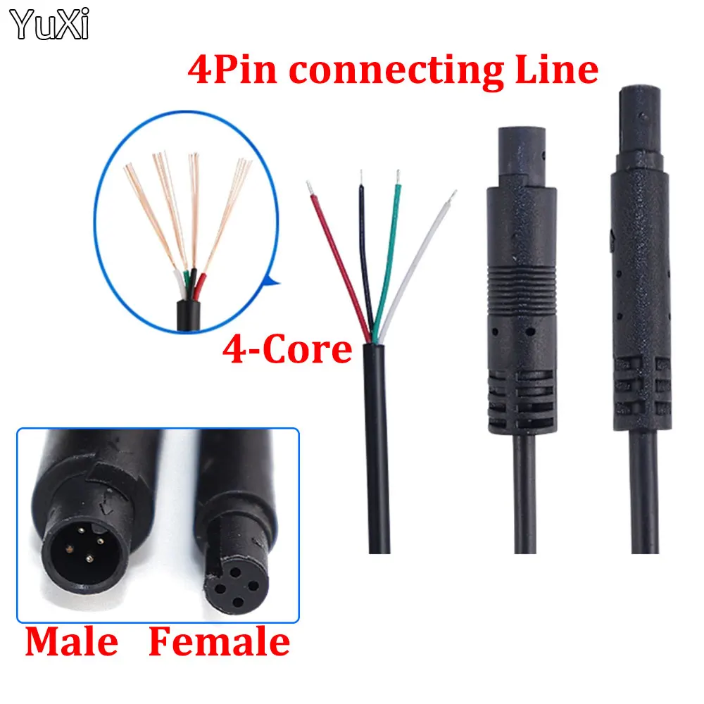 YUXI Cable Extensión Cámara Coche 4 Pines Hembra/Macho Visión Trasera