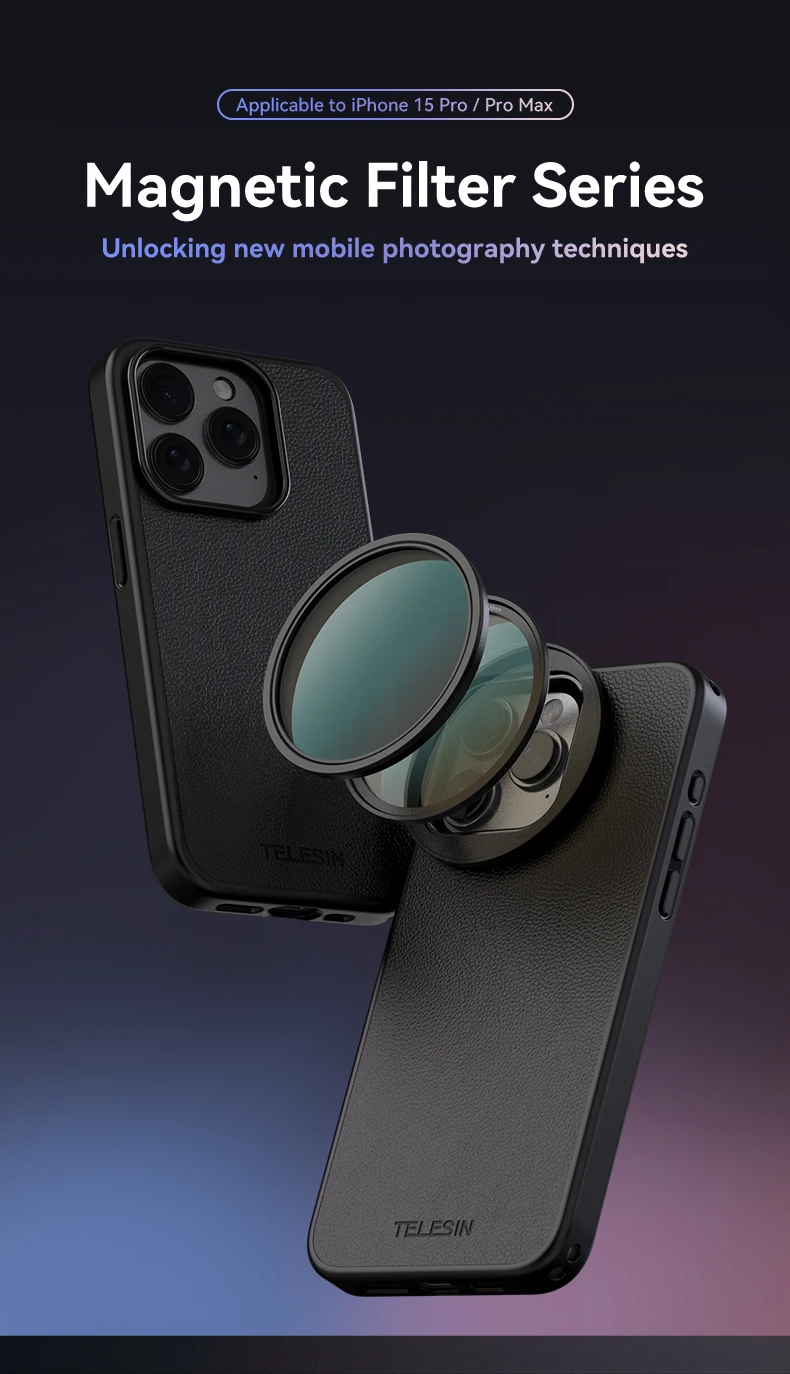 Filtros magnéticos CPL y VND con estuche para iPhone
