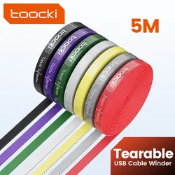 Toocki Organizador de Cables 5m x 10mm – Bridas Enrolladoras Reutilizables