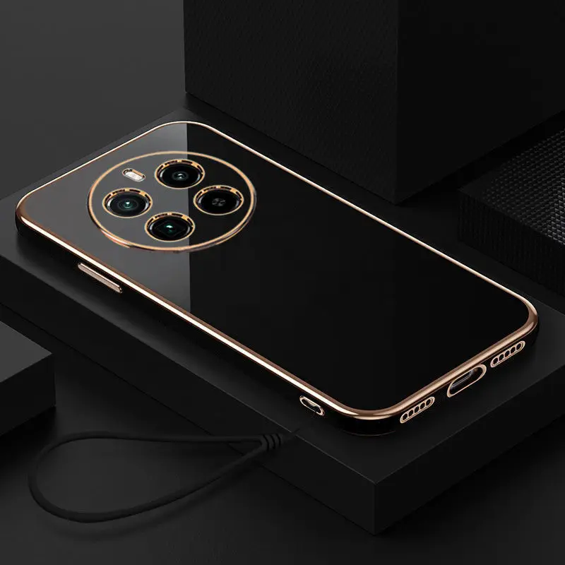 Funda de lujo para Realme GT5 Pro en negro con acabado premium