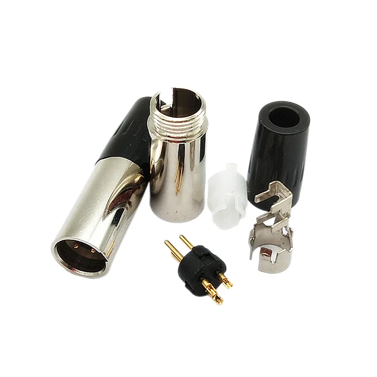 Mini conector XLR hembra en plata, vista lateral