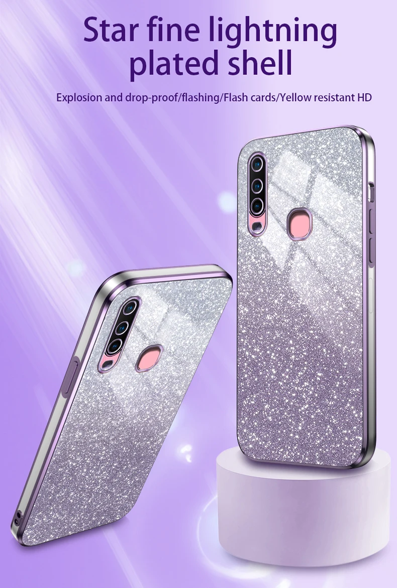 Funda de silicone con degradé glitter para Vivo Y12