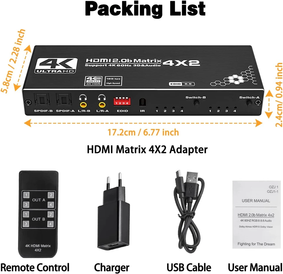 Conexiones traseras del switcher HDMI